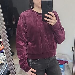 Forever 21 Dark Burgundy Faux Velvet Sweatshirt